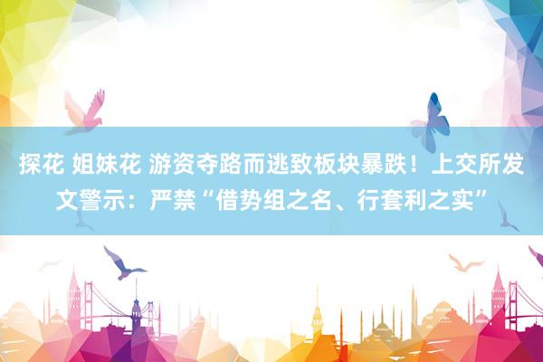 探花 姐妹花 游资夺路而逃致板块暴跌！上交所发文警示：严禁“借势组之名、行套利之实”