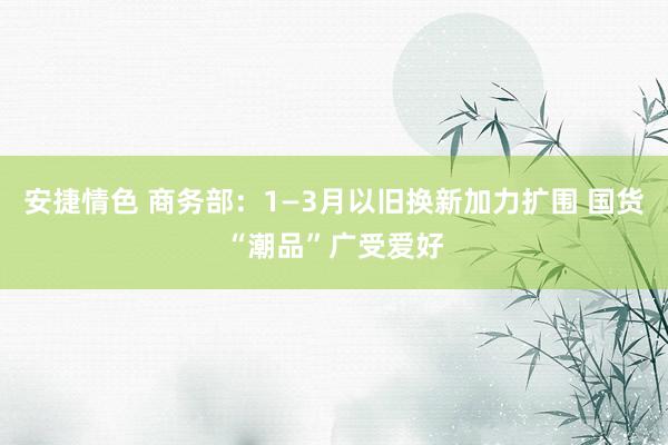 安捷情色 商务部：1—3月以旧换新加力扩围 国货“潮品”广受爱好