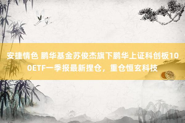安捷情色 鹏华基金苏俊杰旗下鹏华上证科创板100ETF一季报最新捏仓，重仓恒玄科技