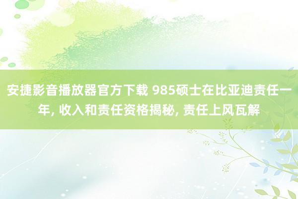 安捷影音播放器官方下载 985硕士在比亚迪责任一年, 收入和