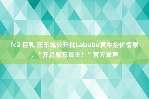 fc2 巨乳 汪东城公开批Labubu黄牛抬价情景，“齐是恶